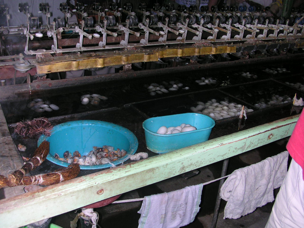 visite de l'usine, tape de chauffage des cocons